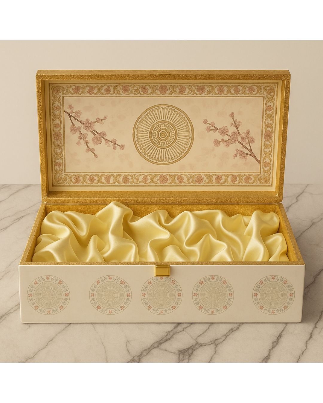 MDF gift box white flower print Full MGI with 3 jars