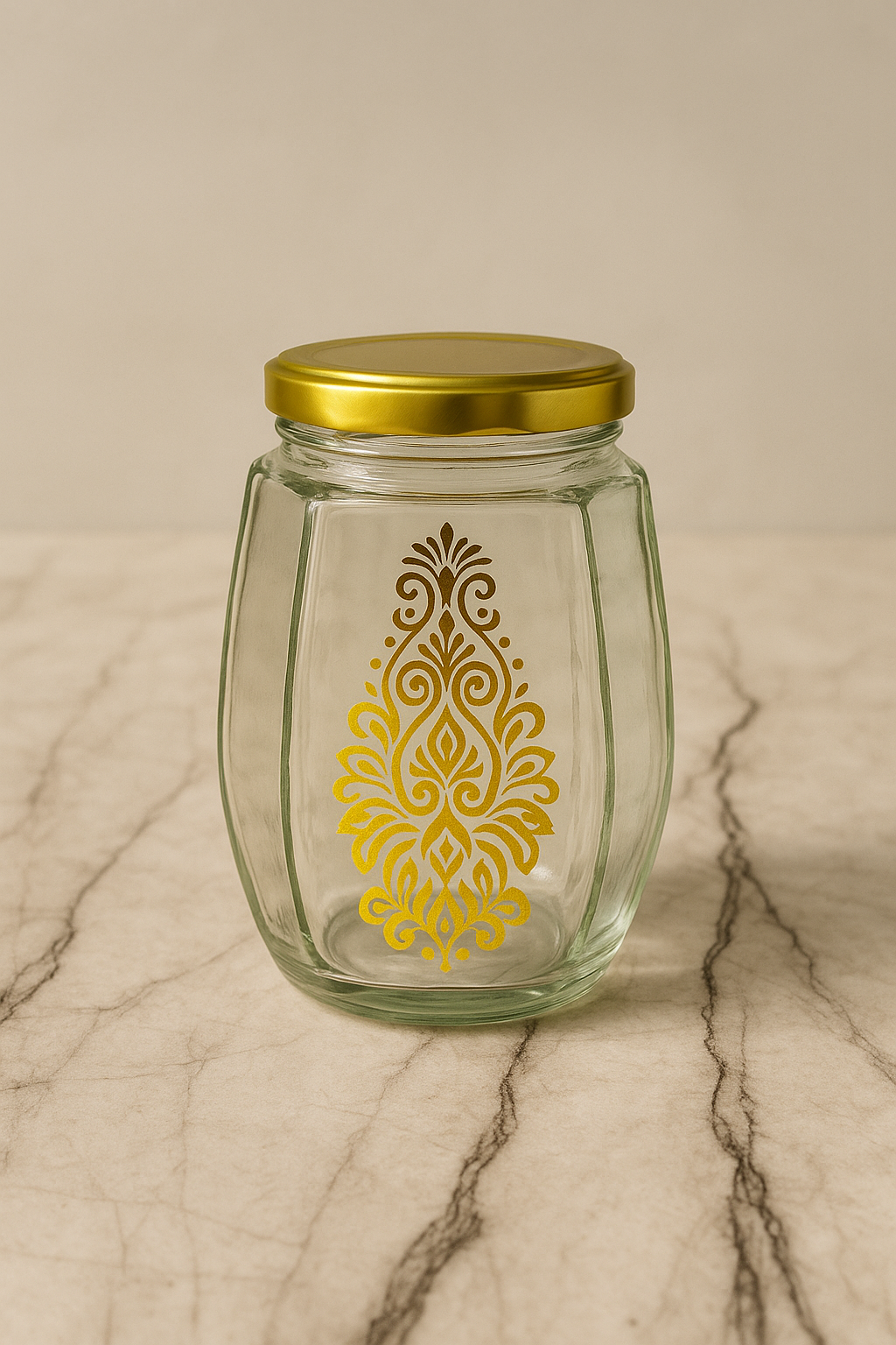 MDF gift box with green suede finish rounder style with 3 jars