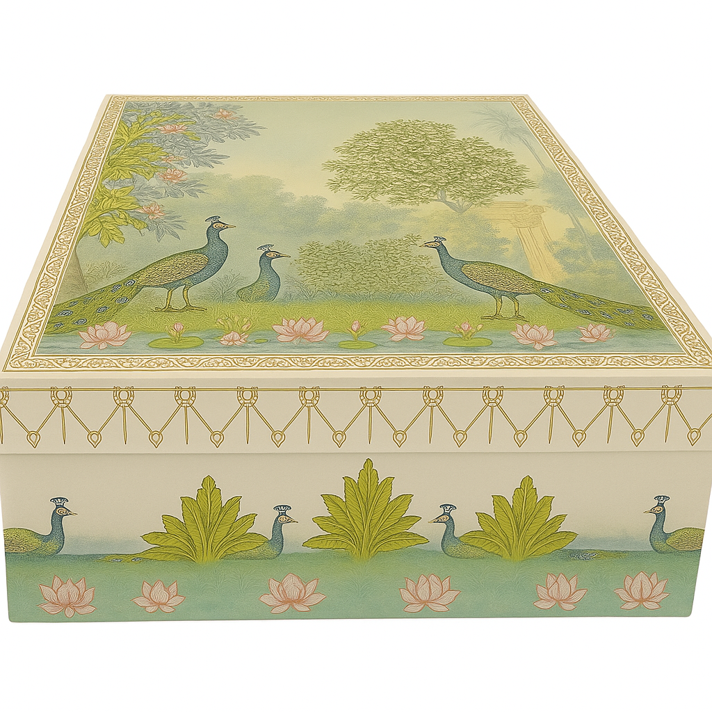 Peacock Tree Style Wooden Gift Box with 4 Salsa Jars
