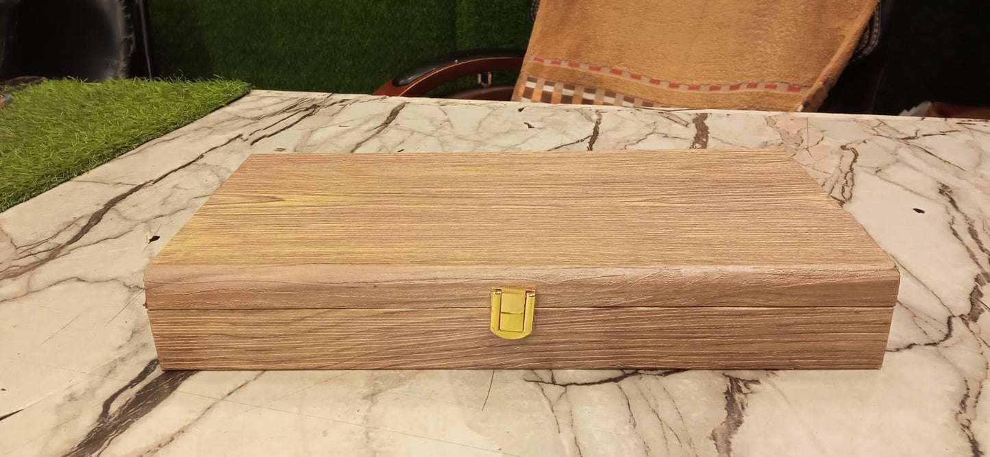 MDF Wood Storage Teak Box - 7 x 13 Inches Two Compartments