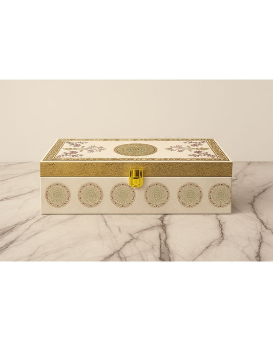 MDF gift box white flower print Full MGI with 3 jars
