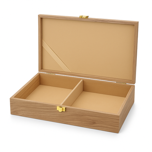 MDF Wood Storage Teak Box - 7 x 13 Inches Two Compartments