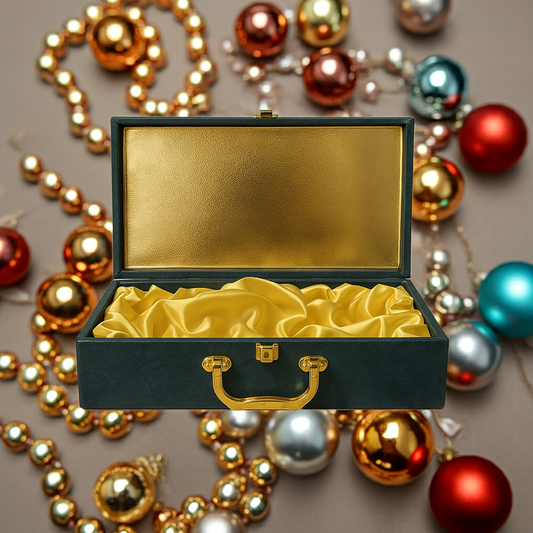 MDF gift box with green suede finish  rounder style with 3 jars